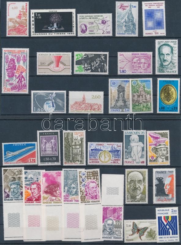 France 31 diff. stamps on 2 stock-card, Franciaország 31 klf bélyeg, 2 stecklapon