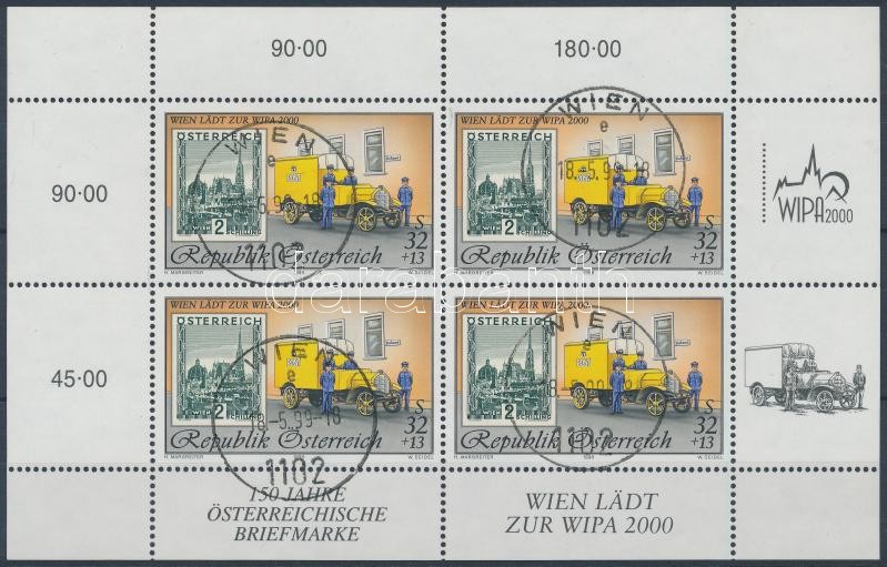 Nemzetközi Bélyegkiállítás; WIPA 2000 kisív, International Stamp Exhibition. WIPA 2000 minisheet