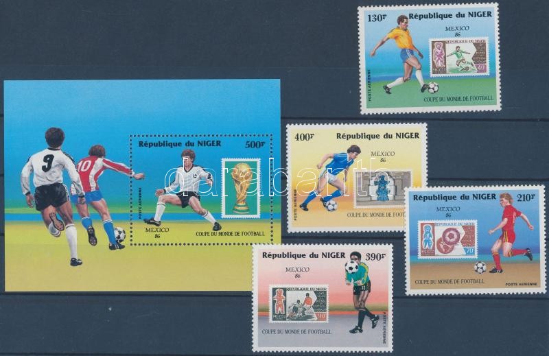 Football World Cup set + stamps in block form + block, Labdarúgó VB sor + bélyegek blokk formában + blokk