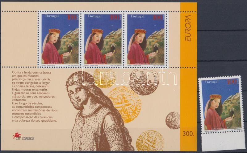 Europa CEPT myths and legends margin stamp + block, Europa CEPT mondák és legendák ívszéli bélyeg + blokk