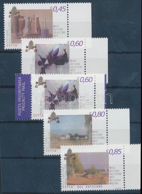 Modern festmények ívszéli sor + ívszéli bélyeg bélyegfüzetből, Modern paintings margin set + margin stamp from stampbooklet