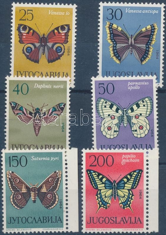 Lepkék sor (közte ívszéli bélyegek), Butterflies set (with margin stamps)