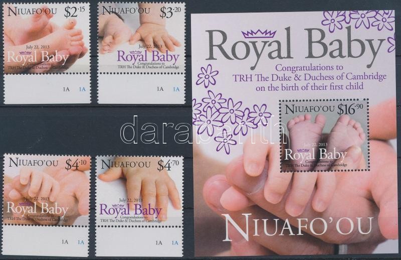 Royal Baby - A kis trónörökös ívszéli sor + blokk, Royal Baby margin set + block