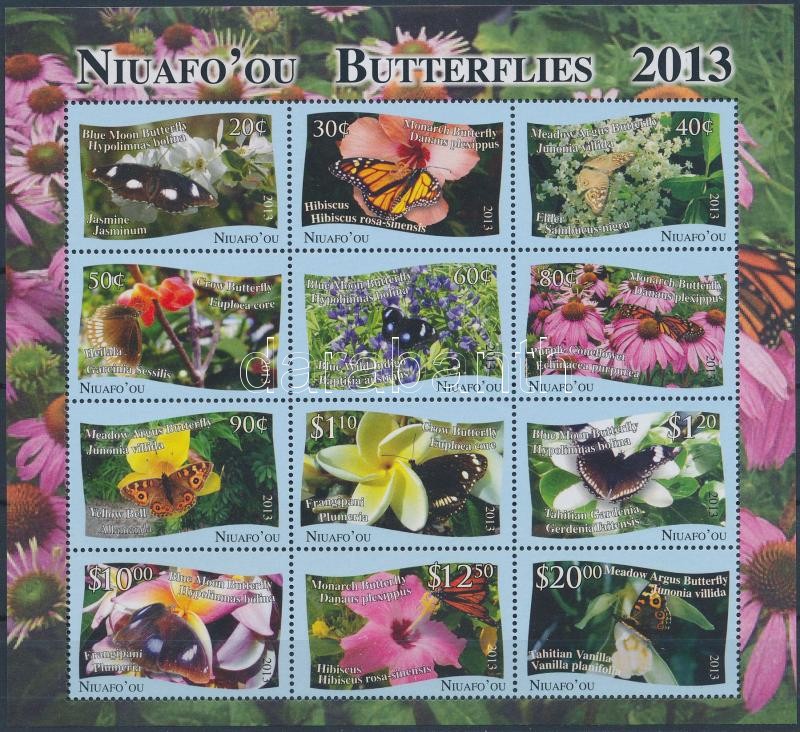 Lepkék 12 bélyeget tartalmazó kisív, Butterflies 12 stamps in minisheet