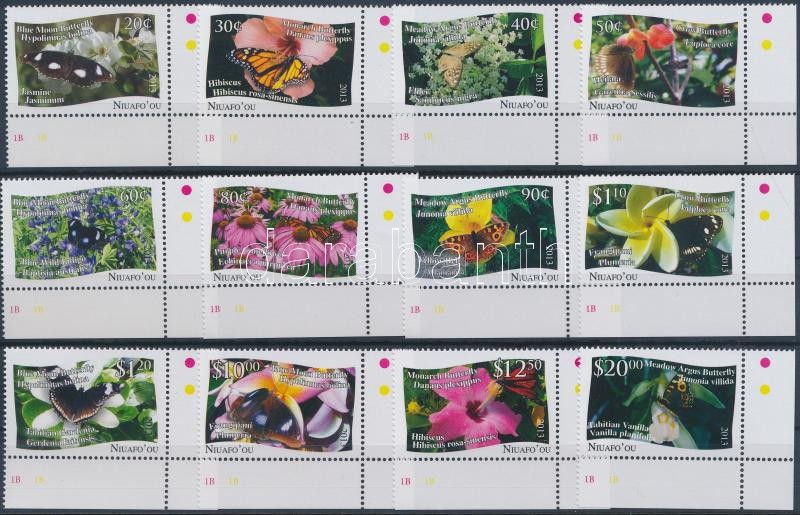 Lepkék ívsarki sor, 12 érték, Butterflies set, 12 stamps