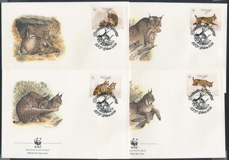 WWF lynx-panther set on 4 FDC, WWF Párduc-hiúz sor 4 FDC