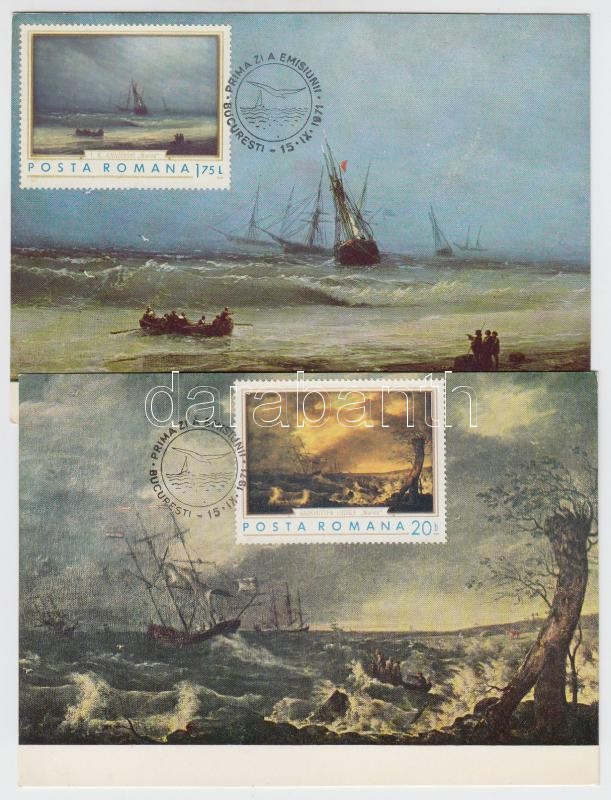 Paintings: Ships, Seas on 7 diff CM, Festmények: hajók, tenger 7 klf CM