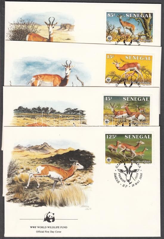 WWF Gazellák sor 4 FDC, WWF Gazelles set on 4 FDC