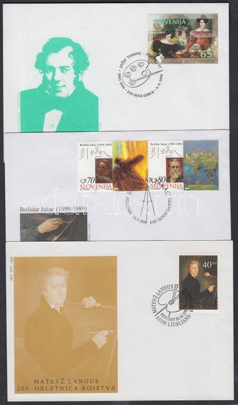 Festmények 3 FDC, Paintings on 3 FDC