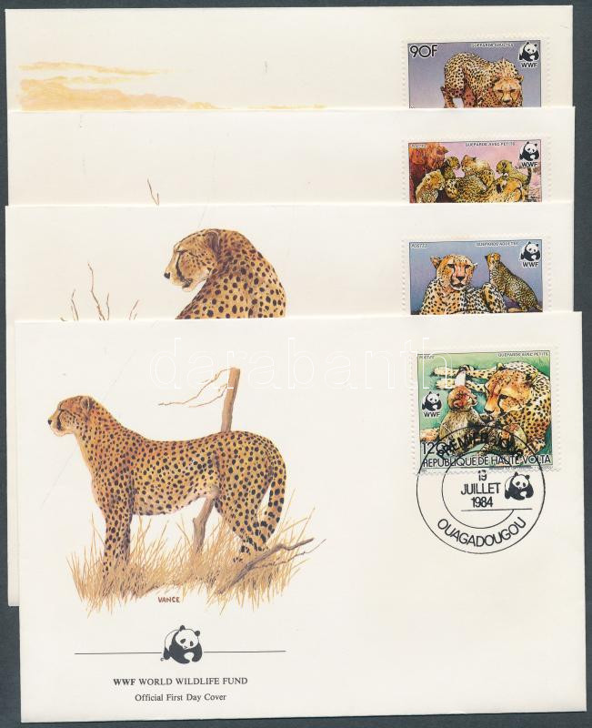 WWF Cheetah set 4 FDC, WWF gepárdok sor 4 FDC