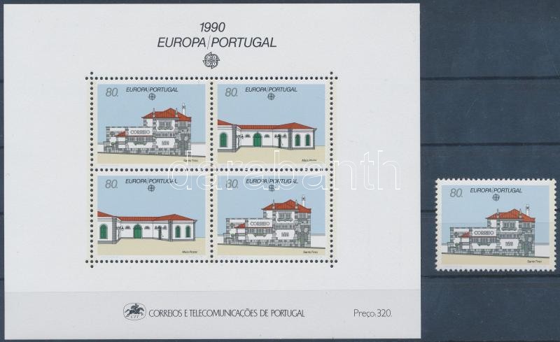 Europa CEPT postal facilities stamp + block, Europa CEPT postai berendezések bélyeg + blokk