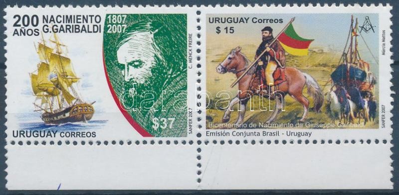 Birth bicentenary of Giuseppe Garibaldi margin pair, 200 éve született Giuseppe Garibaldi ívszéli pár