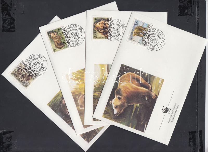 WWF Brown bears set 4 FDC, WWF Barna medvék sor 4 FDC