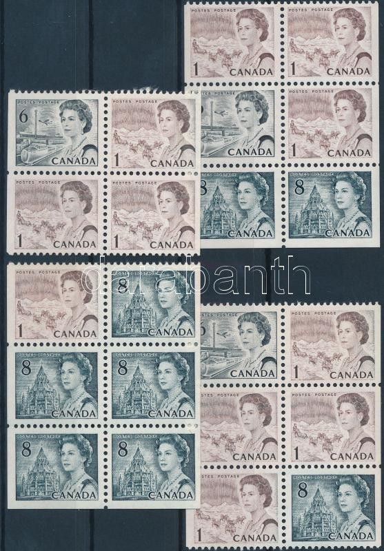 4 diff. stamp-booklet relations, 4 klf bélyegfüzet összefüggés