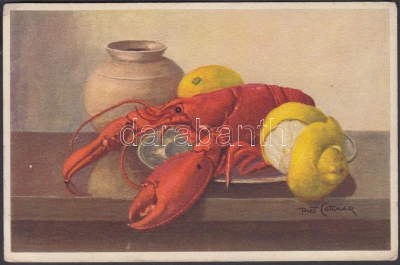 Lobster with lemon still life s: Piet Cottaar, Homár citromos csendélettel s: Piet Cottaar