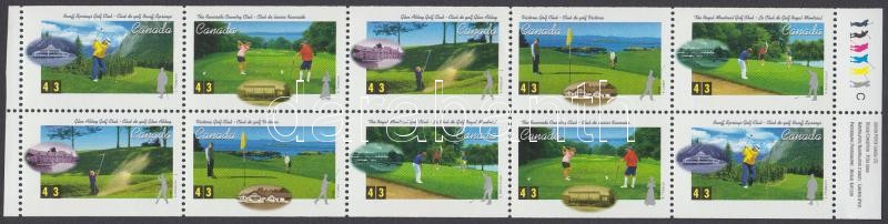 100 éves a Kanadai Királyi Golf Egyesület bélyegfüzetlap, Centenary of Royal Canadian Golf Association stamp-booklet sheet