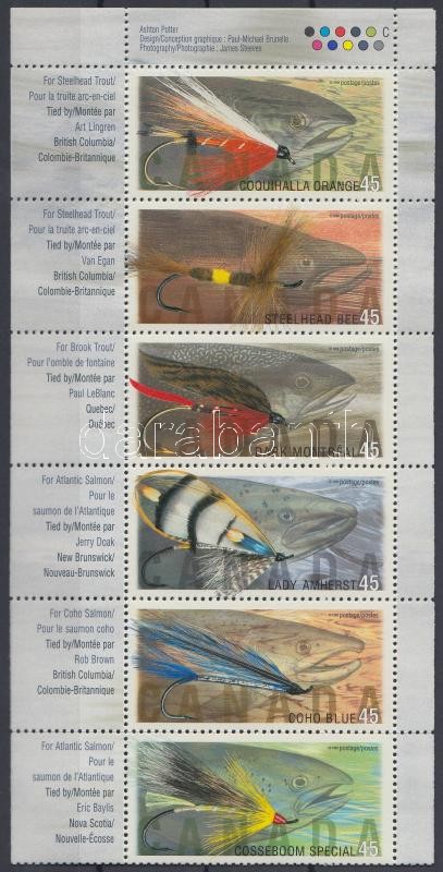 Salmon fishing stamp-booklet sheet, Lazac horgászat bélyegfüzetlap
