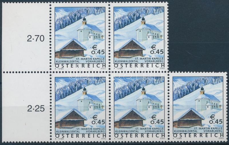 Definitive stamps in margin block of 5, Forgalmi bélyeg ívszéli ötöstömb