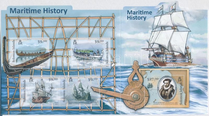 A hajózás története kisív, The history of shipping minisheet