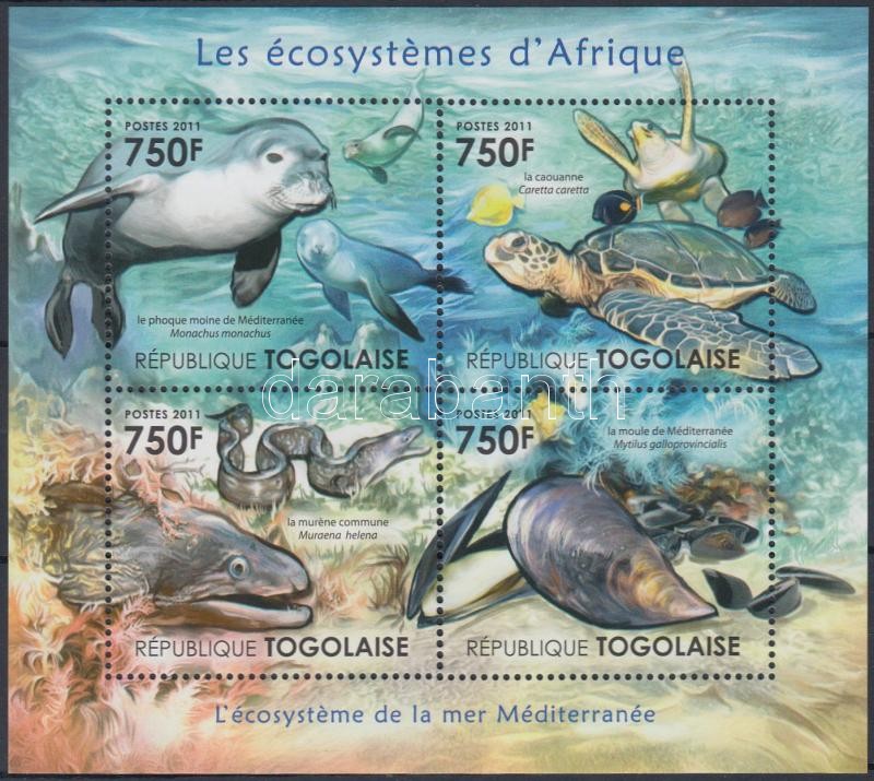 Afrika élővilága - tengeri állatok kisív, African wildlife - marine animals minisheet