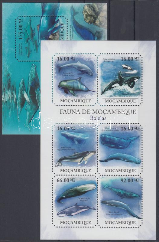 Whales mini sheet + block, Bálnák kisív + blokk