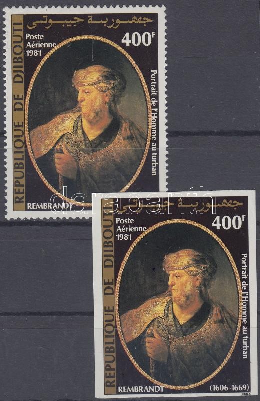 Rembrandt festmény fogazott + vágott bélyeg, Rembrandt paintings perforated + imperforated stamps