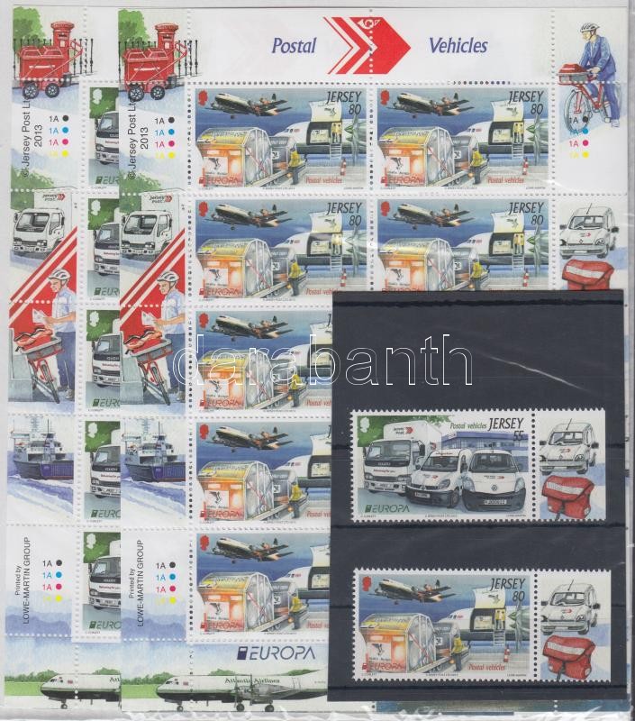 Europa CEPT Postal vehicles corner stamps + minisheet pair, Europa CEPT Postai járművek ívszéli bélyegek + kisívpár