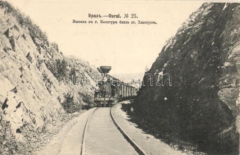Railroad near Zlatoust, locomotive