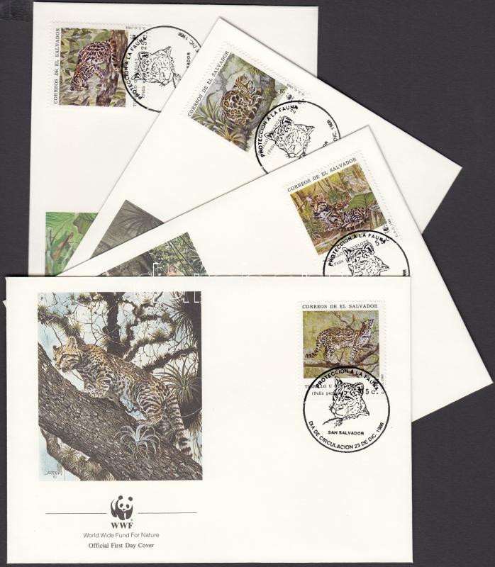 WWF Small cat breeds set on 4 FDC, WWF Kisméretű macskafajták sor 4 FDC