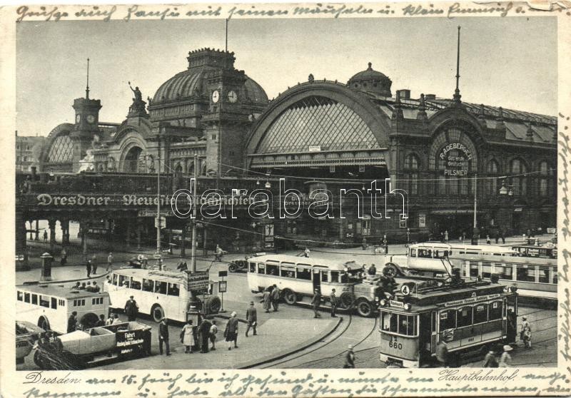 Dresden, Hauptbahnhof / railway station, tram, autobus