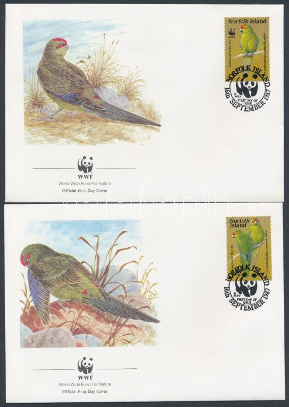 WWF papagájok sor 4 FDC, WWF parrots set on 4 FDC