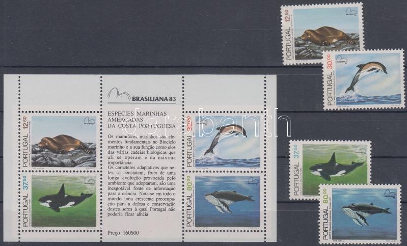 BRASILIANA International Stamp Exhibition set + block, BRASILIANA nemzetközi bélyegkiállítás sor + blokk