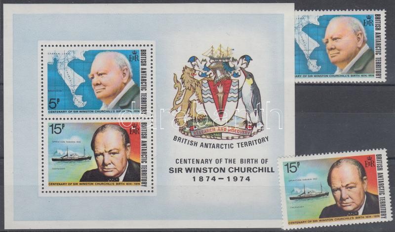 Birth centenary of Winston Spencer Churchill set + block, 100 éve született Winston Spencer Churchill sor + blokk