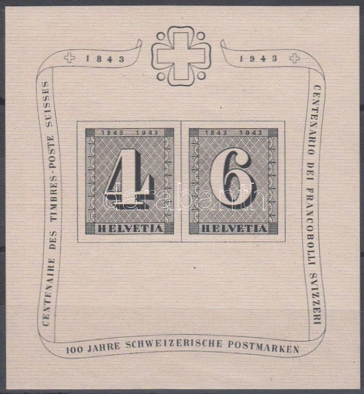 100 éves a svájci bélyeg blokk, Swiss stamp centenary block