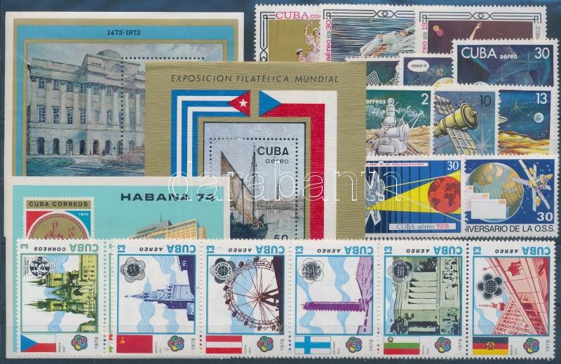 1973-1978 21 diff. stamps with 2 stripes of 5 + 3 diff. blocks, 1973-1978 21 klf bélyeg, közte 2 ötöscsík + 3 klf blokk