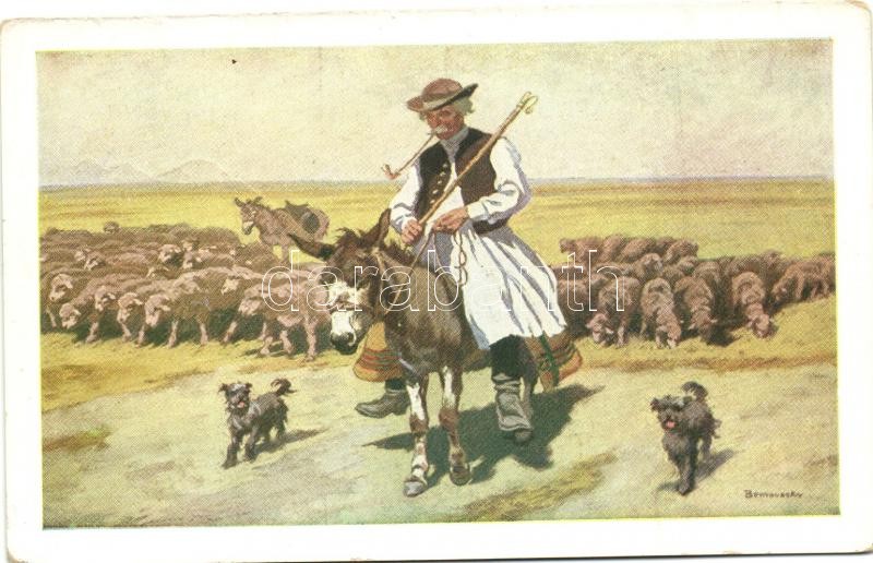 Megy a juhász a szamáron, s: Benyovszky, Hungarian folklore, shepherd, donkey s: Benyovszky
