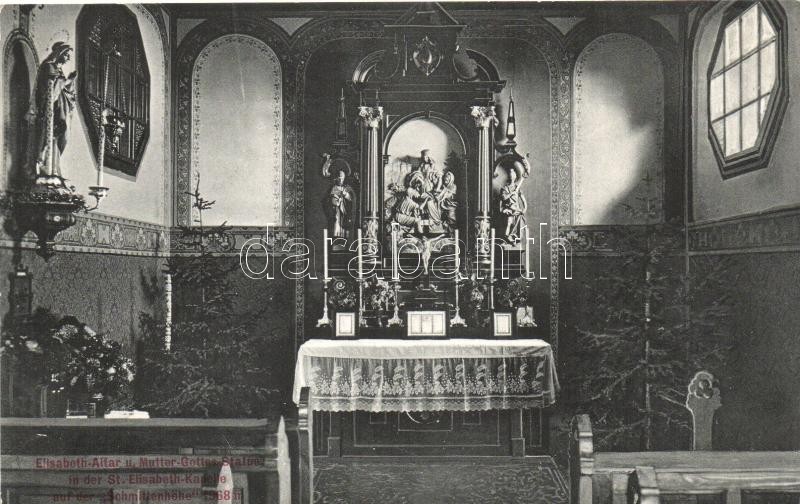 Schmittenhöhe, St. Elisabeth Kapelle, Altar, Mutter Gottes Statue / chapel, interior, altar, statue