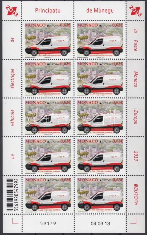 Europa CEPT Postai járművek kisív, Europa CEPT Postal Vehicles mini sheet