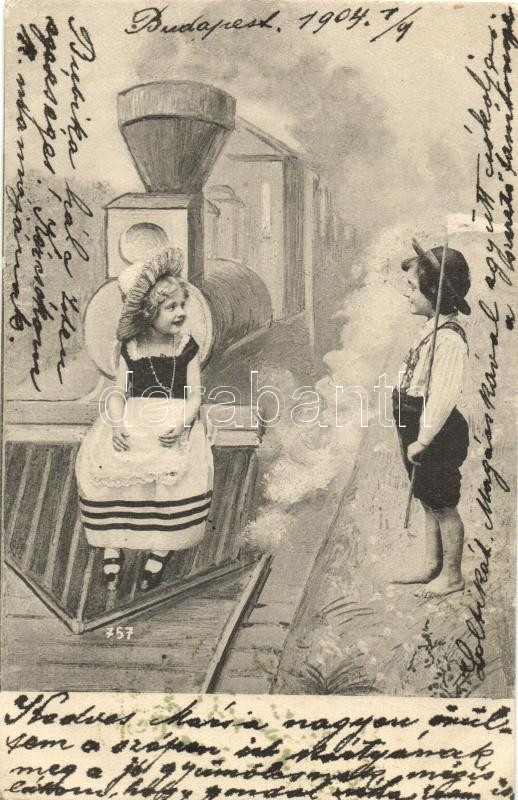 Children with locomotive, Gyerekek gőzmozdonnyal