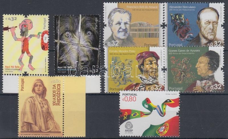 8 stamps with margin and set, 8 db bélyeg, köztük  ívszéli és sor