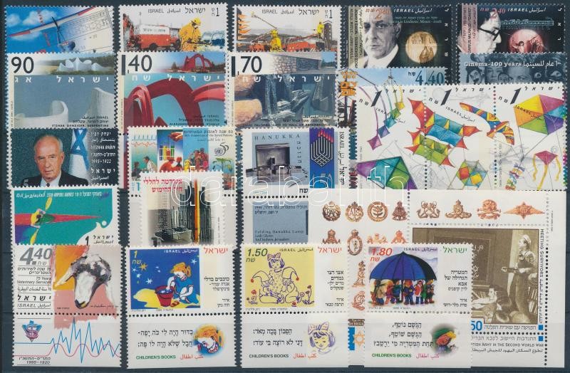 22 db tabos bélyeg sorokkal + 1 blokk, 22 stamps with sets and tab + 1 block
