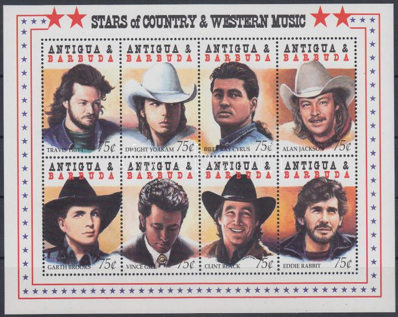 Country and western stars mini sheet, Country és western sztárok kisív