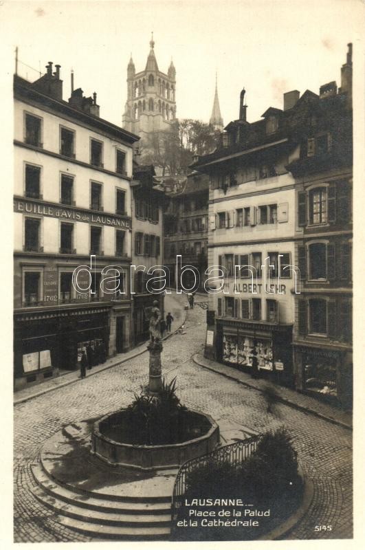 Lausanne, Place de la Palud, Cathedrale, Hotel Albert Lehr / square, cathedral, hotel