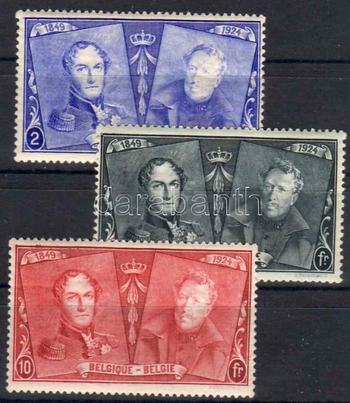 75 éves a belga bélyeg a három záróérték, 75th anniversary of belgian stamp the three final values, 75 Jahre belgische Briefmarken (3 schließenden Werte)