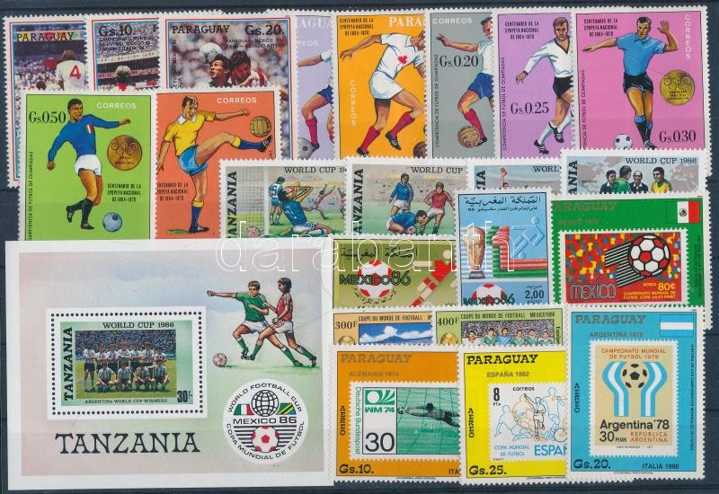 1969 + 1986-1988 Football 22 stamps + 1 block from 6 countries, 1969 + 1986-1988 Labdarúgás motívum 22 db bélyeg + 1 db blokk 6 országból