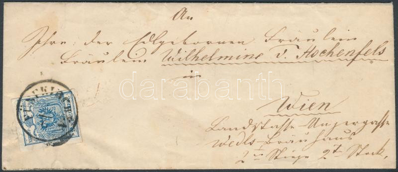 185.. 9kr HP III on cover "FÜNFKIRCHEN" - "WIEN", 185.. 9kr HP III teljes / szép szélekkel távolsági levélborítékon "FÜNFKIRCHEN" - "WIEN"