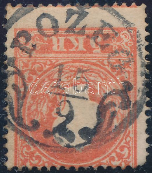 5kr II. shifted perforation &quot;POZEG&quot; (corner perf. error), 5kr II. elfogazva &quot;POZEG&quot; (tompa sarokfog)