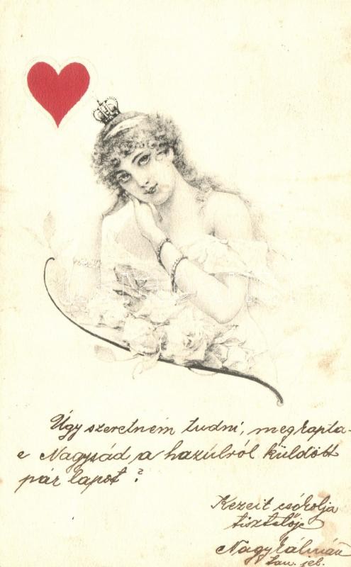 Playing card symbol, lady, Hölgy, francia kártya kőr szimbólummal