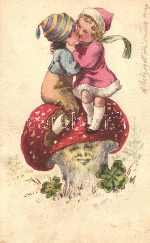 Mushroom, kissing children, Gomba, csókolozó gyerekpár