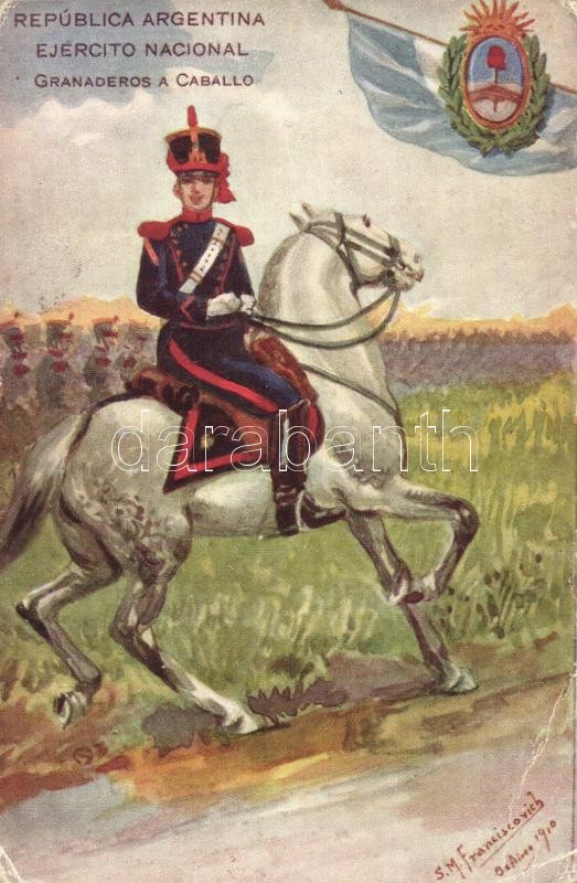 Argentin nemzeti hadsereg s: Franciscovich, Argentina, National Army, the horse grenadiers s: Franciscovich